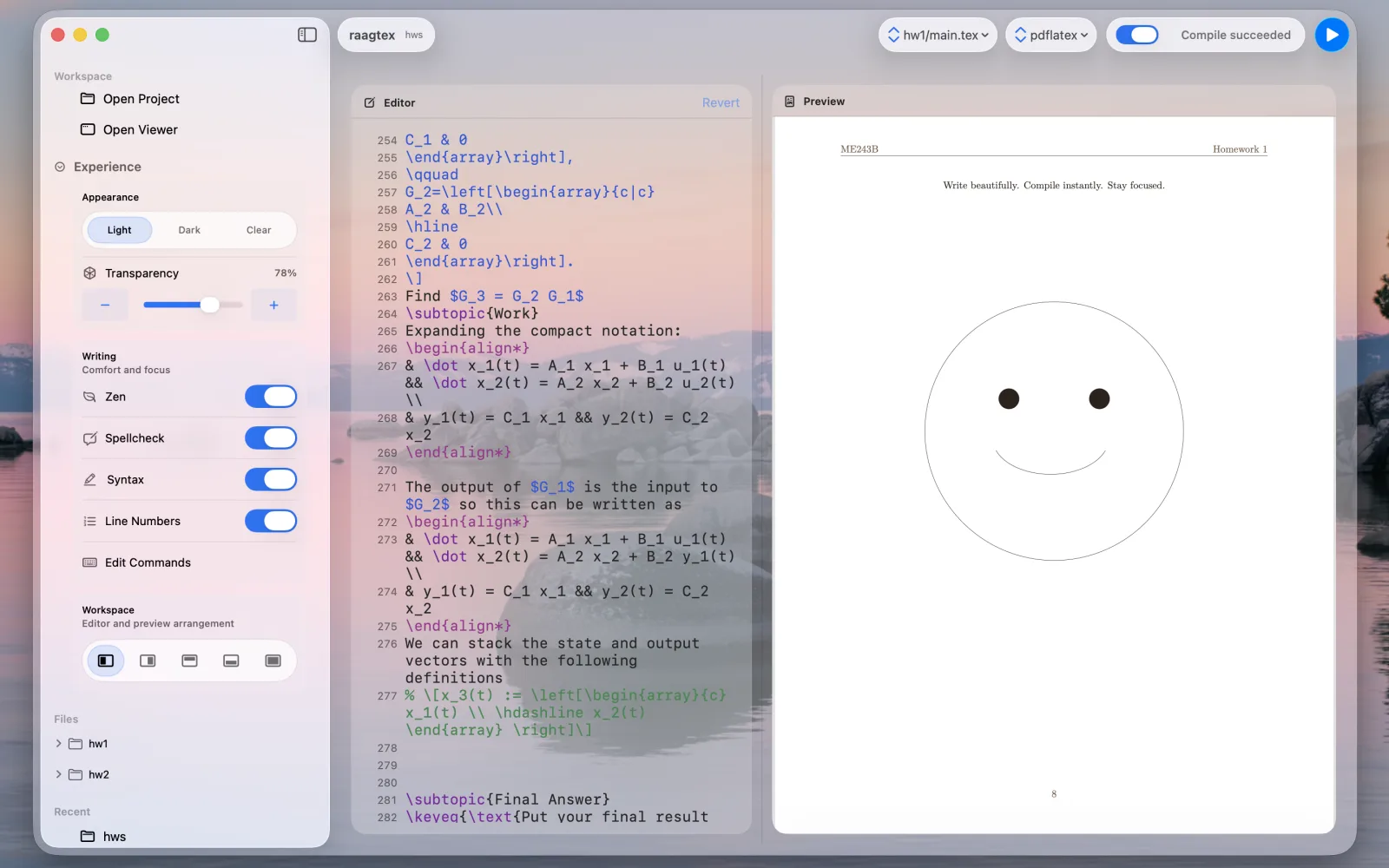 Raagtex editor and PDF preview on macOS